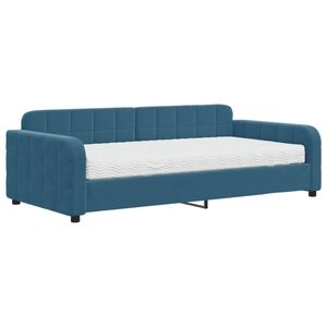 vidaXL Sof&aacute; cama con colch&oacute;n terciopelo azul 100x200 cm
