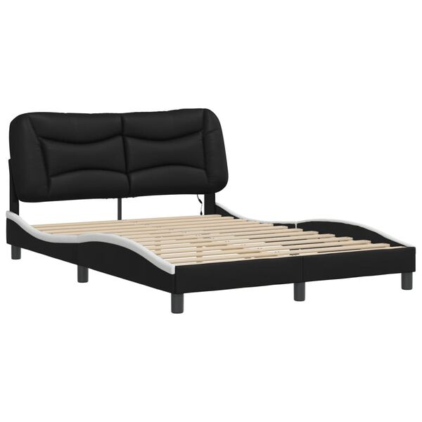 vidaXL Estructura de cama con LED sin colch&oacute;n Hvar negro blanco 120x200 cm