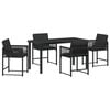 vidaXL Conjunto de Comedor de Jard&iacute;n 5 uds. Negro rat&aacute;n sint&eacute;tico