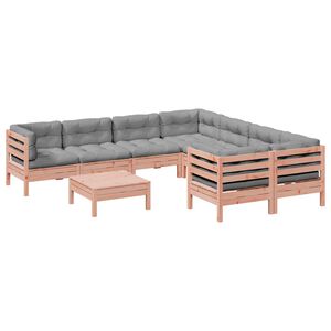 vidaXL Set de sof&aacute;s jard&iacute;n 9 pzas con cojines madera de abeto Douglas
