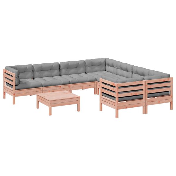 vidaXL Set de sof&aacute;s jard&iacute;n 9 pzas con cojines madera de abeto Douglas