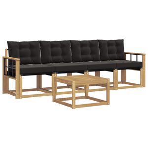 vidaXL Conjunto de sof&aacute;s de exterior con coj&iacute;n 5 pcs Blanco y Negro