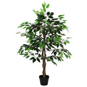 vidaXL Planta Ficus Artificial Verde 90 x 16 x 110 cm Tela y madera