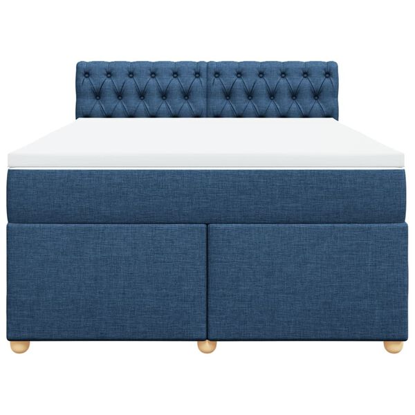 vidaXL Cama box spring con colch&oacute;n tela azul 140x200 cm