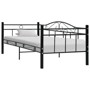 vidaXL Estructura de sof&aacute; cama sin colch&oacute;n metal negro 90x200 cm