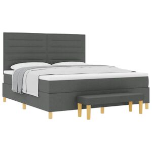 vidaXL Cama tipo Box Spring con colch&oacute;n Gris oscuro 180 x 200 cm tela