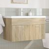 vidaXL Mueble de ba&ntilde;o con lavabo incorporado y grifo roble Sonoma