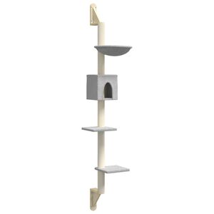 vidaXL &Aacute;rbol rascador para gatos de pared gris claro 187 cm