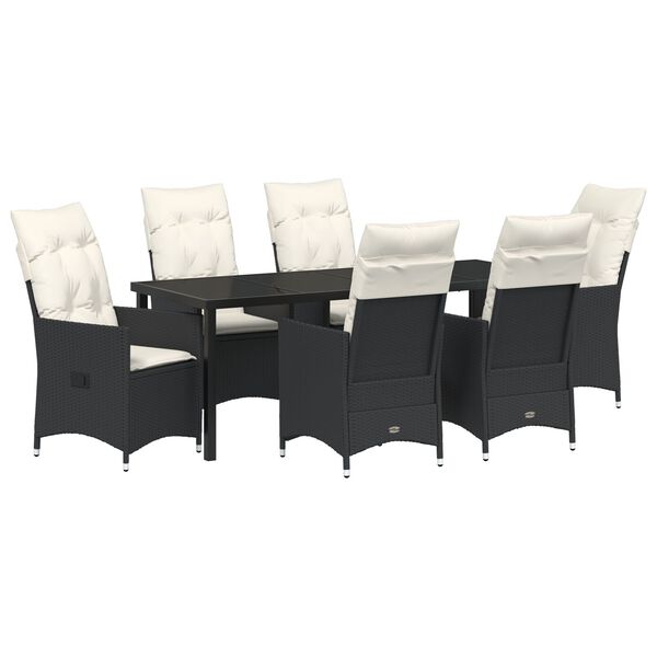 vidaXL Conjunto de Comedor de Jard&iacute;n 7 pcs Negro rat&aacute;n sint&eacute;tico