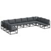 vidaXL Conjunto de sof&aacute;s de jard&iacute;n 10 uds. Negro Aluminio