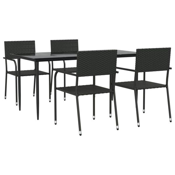 vidaXL Juego de comedor de jard&iacute;n 5 pzas rat&aacute;n sint&eacute;tico y acero negro