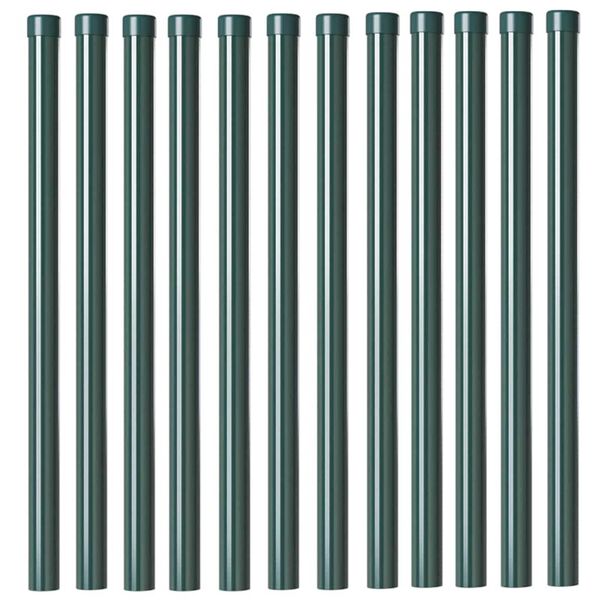vidaXL Postes de cerca 12 pcs Verde 80 cm