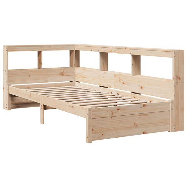 vidaXL Cama con estanter&iacute;a sin colch&oacute;n madera maciza de pino 100x200cm