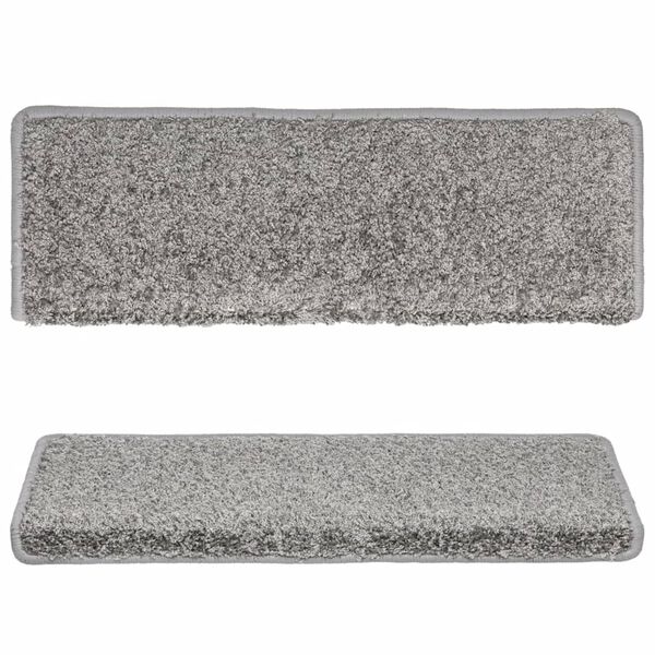 vidaXL Alfombrillas para escaleras 10 unidades 65x21x4 cm Gris Borde Rectangular