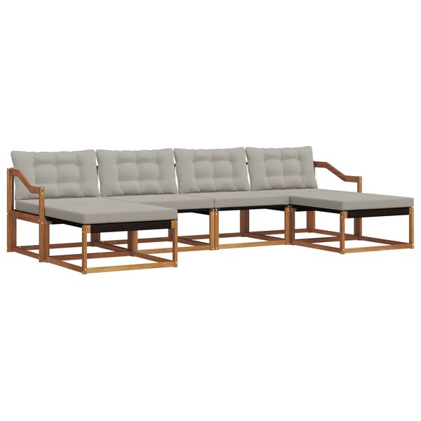 vidaXL Conjunto de sof&aacute;s de exterior 6 pcs Gris Natural y Claro