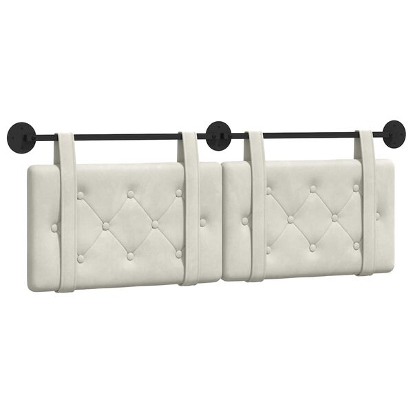 vidaXL Cabecera Colgante Crema 150 x 55 x 5 cm Terciopelo