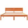 vidaXL Estructura de cama con cabecera Marrón cera 140 x 200 cm