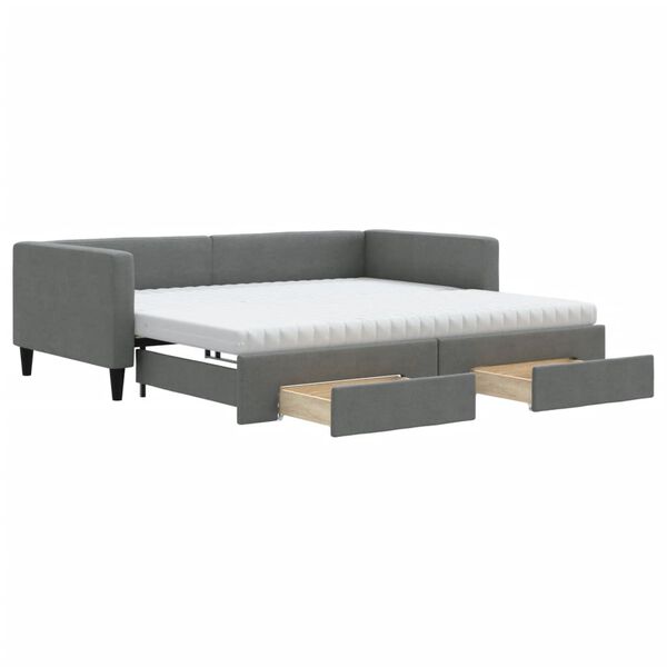 vidaXL Sof&aacute; cama nido con cajones tela gris oscuro 100x200 cm