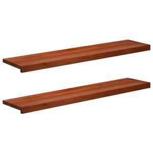 vidaXL Alfeizares 2 uds. Marr&oacute;n 120 x 25 x 2 cm Madera de Haya S&oacute;lida