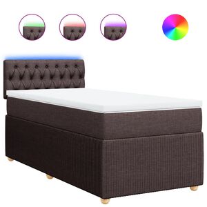 vidaXL Cama box spring con colch&oacute;n tela marr&oacute;n oscuro 80x200 cm