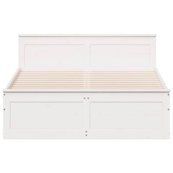 vidaXL Cama con cabecero sin colchón madera maciza blanca 140x200 cm