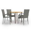 vidaXL Set de muebles de comedor de jard&iacute;n 5 piezas rat&aacute;n PE gris