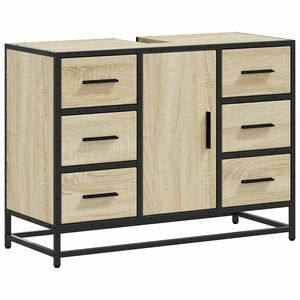 vidaXL Armario lavabo ba&ntilde;o madera ingenier&iacute;a roble Sonoma 80x33x60 cm