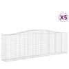 vidaXL Cestas de gaviones 5 uds forma de arco hierro 400x50x120/140 cm