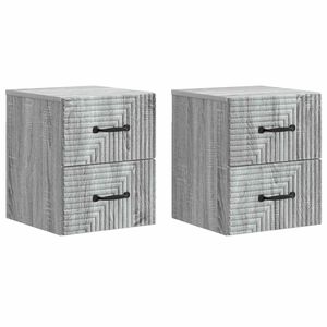 vidaXL Mesita de Noche de Pared 2 pcs Gris Sonoma 34,5 x 33 x 40 cm