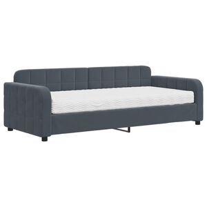 vidaXL Sof&aacute; cama con colch&oacute;n terciopelo gris oscuro 90x200 cm