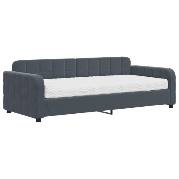 vidaXL Sof&aacute; cama con colch&oacute;n terciopelo gris oscuro 90x200 cm
