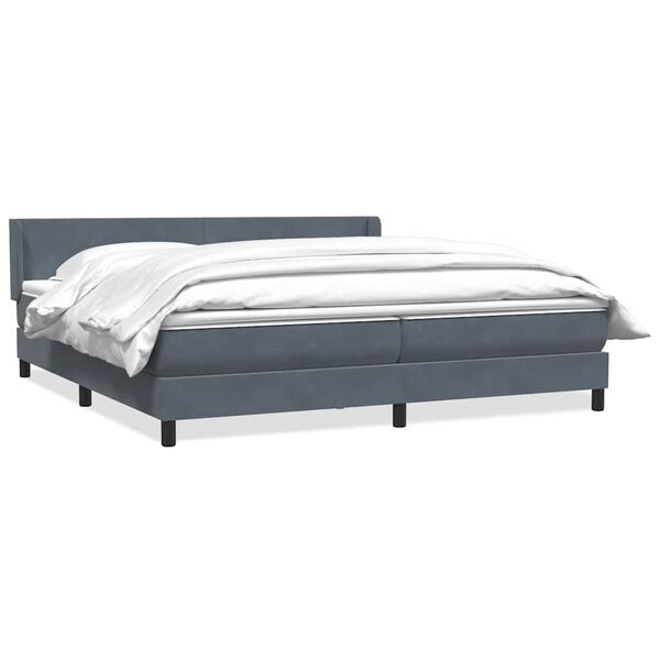 vidaXL Cama box spring con colch&oacute;n terciopelo gris oscuro 180x220 cm