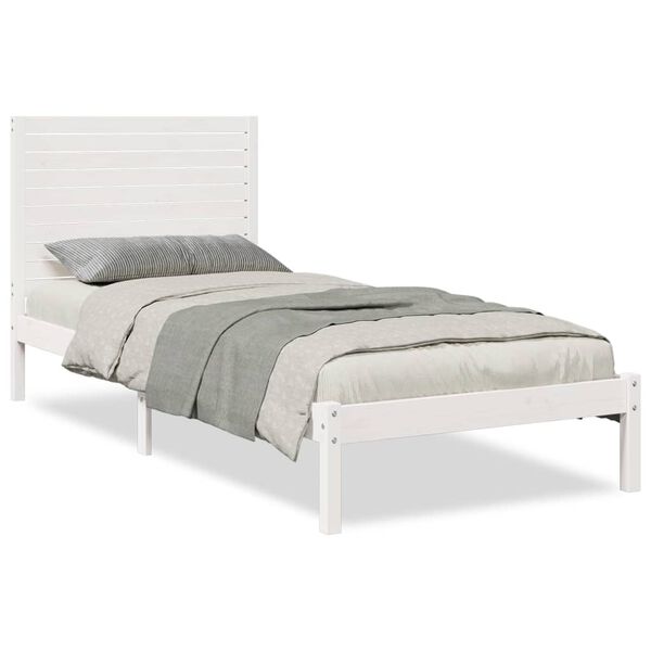 vidaXL Cama extralarga sin colchón madera maciza blanca 90x220 cm