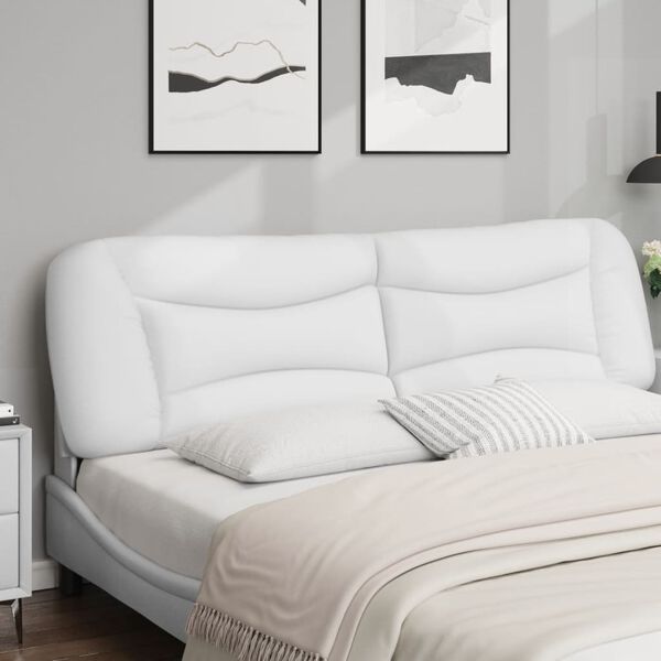 vidaXL Cabecero de cama acolchado Hvar cuero sint&eacute;tico blanco 193 cm