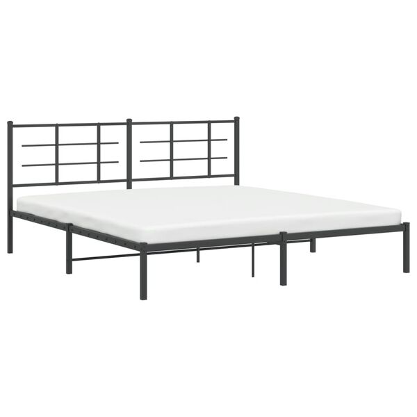 vidaXL Estructura cama sin colch&oacute;n con cabecero metal negro 180x200 cm