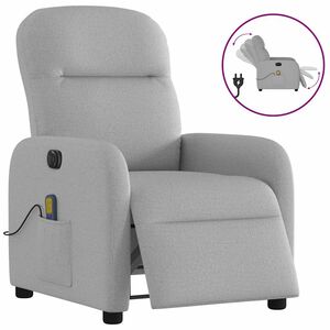 vidaXL Sill&oacute;n reclinable de masaje el&eacute;ctrico tela gris nube