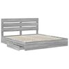 vidaXL Cama con almacenamiento con cabecera Gris Sonoma 200 x 200 cm