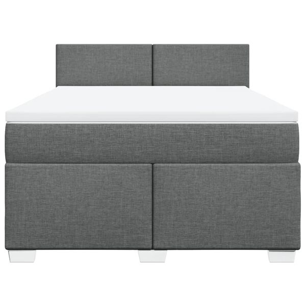vidaXL Cama box spring con colchón tela gris oscuro 140x200 cm
