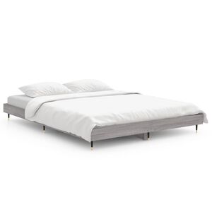 vidaXL Estructura de cama madera de ingenier&iacute;a gris Sonoma 135x190 cm