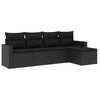 vidaXL Set de muebles de jard&iacute;n 5 pzas y cojines rat&aacute;n sint&eacute;tico negro