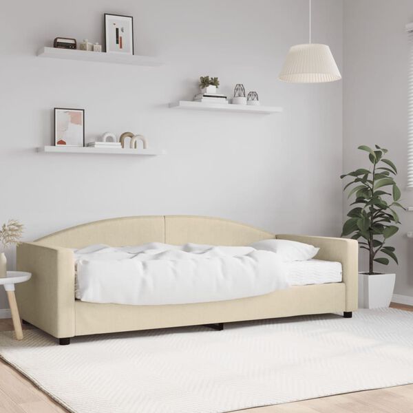 vidaXL Sofá cama con colchón tela crema 90x200 cm