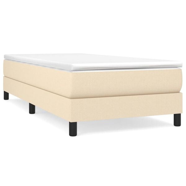 vidaXL Estructura de cama con somier tela crema 90x200 cm