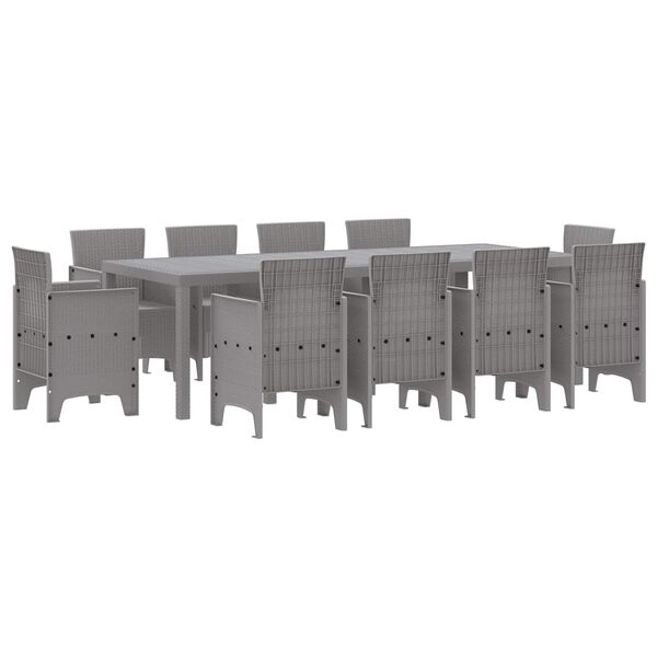 vidaXL Conjunto de Comedor de Jard&iacute;n 11 pcs Gris Claro Polipropileno