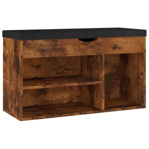 vidaXL Zapatero con coj&iacute;n madera ingenier&iacute;a roble ahumado