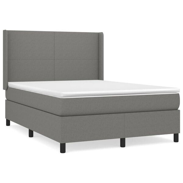 vidaXL Cama box spring con colch&oacute;n tela gris oscuro 140x200 cm