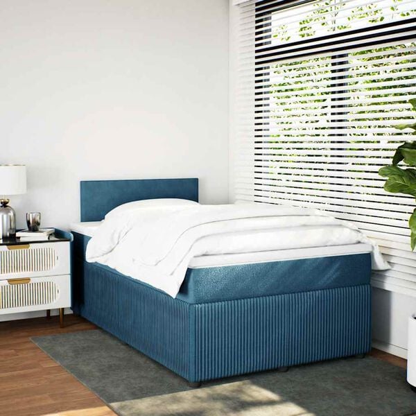vidaXL Cama box spring con colch&oacute;n terciopelo azul 120x200 cm
