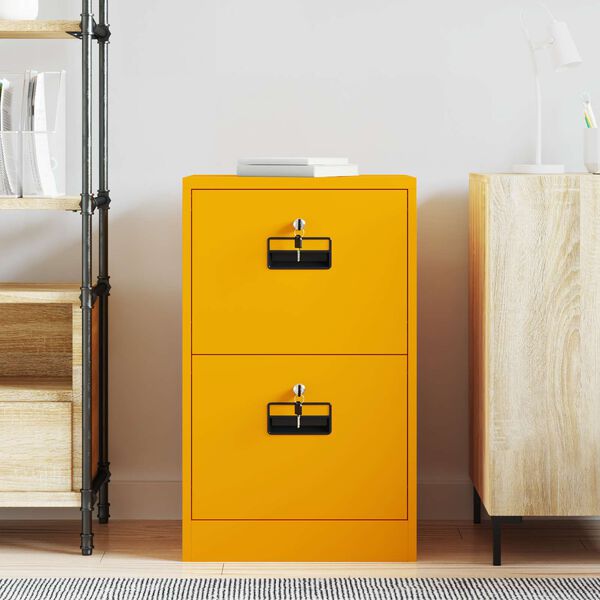 vidaXL Mueble archivador con caj&oacute;n Amarillo Mostaza 44 x 50 x 106.5 cm