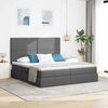 vidaXL Cama con tira de luces LED Gris oscuro 200 x 200 cm tela