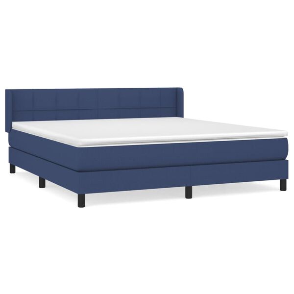vidaXL Cama box spring con colch&oacute;n tela azul 180x200 cm
