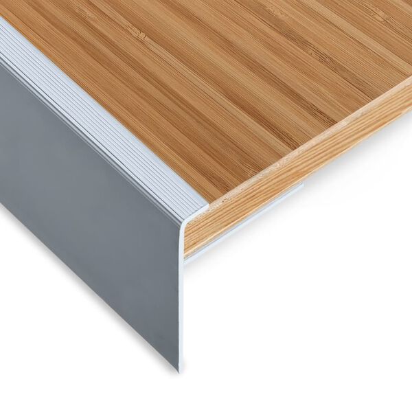 vidaXL Perfil de pelda&ntilde;o forma de F 15 uds aluminio plateado 100 cm